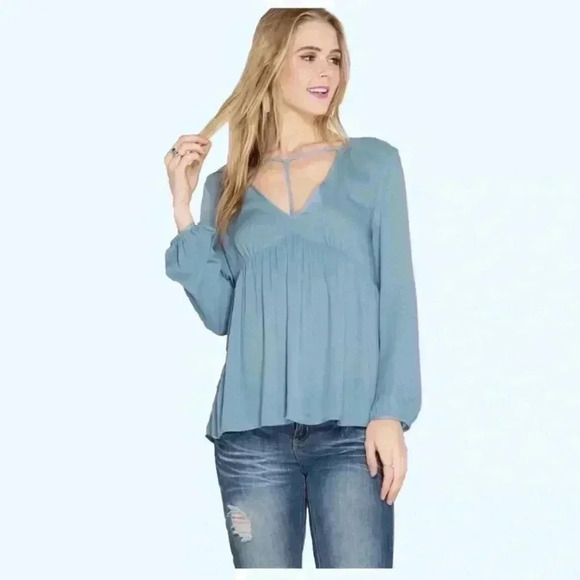 "Ruth" Vintage T-Neck Top - Picture 1 of 2